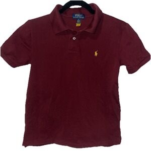 Youth Ralph Lauren Polo Burgundy Short Sleeve Golf Shirt Size 10 12 Boys Pony